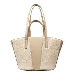 Strandtaske til damer 044g nude+raffia