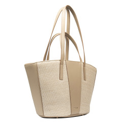 Strandtaske til damer 044g nude+raffia