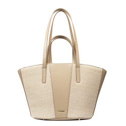 Strandtaske til damer 044g nude+raffia