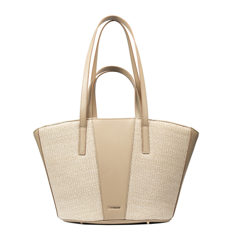 Strandtaske til damer 044g nude+raffia