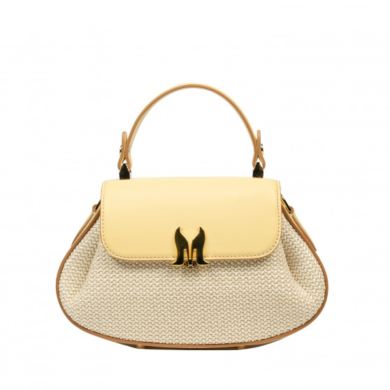 Damehåndtaske 042g smørgul+raffia
