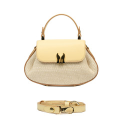 Damehåndtaske 042g smørgul+raffia
