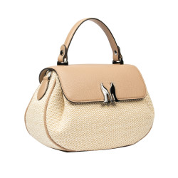Damehåndtaske 043g 01 biz nude+raffia