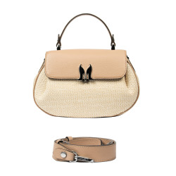 Damehåndtaske 043g 01 biz nude+raffia