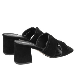 Damesandaler 1348 sort ruskind