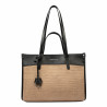 Dame strandtaske 045g 01 sort nappa+karamel raffia