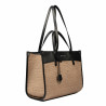 Dame strandtaske 045g 01 sort nappa+karamel raffia