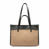 Dame strandtaske 045g 01 sort nappa+karamel raffia