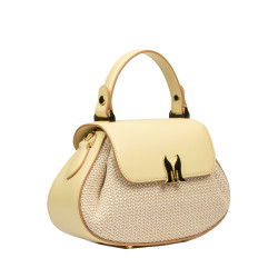 Damehåndtaske 042g smørgul+raffia