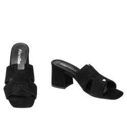 Damesandaler 1348 sort ruskind
