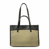 Dame strandtaske 045g 01 sort nappa+rafia sand oliven