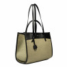 Dame strandtaske 045g 01 sort nappa+rafia sand oliven