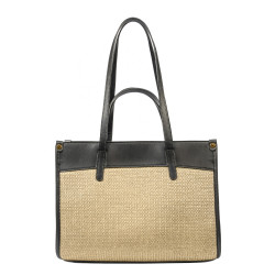 Dame strandtaske 045g sort napa+raffia
