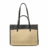 Dame strandtaske 045g sort napa+raffia