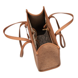 Dame strandtaske 045g camel+raffia caramel