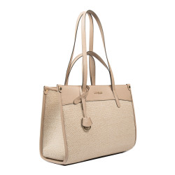 Kvinde strandtaske 045g nude+rafia
