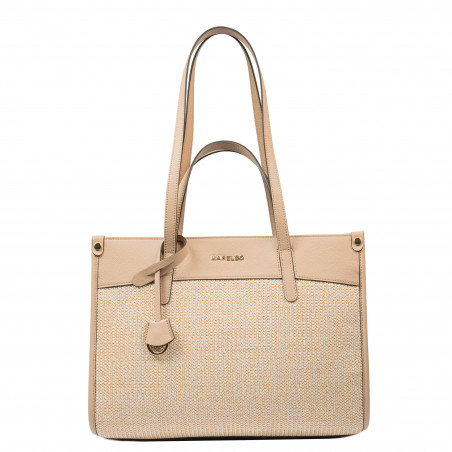 Kvinde strandtaske 045g nude+rafia