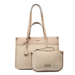 Kvinde strandtaske 045g nude+rafia