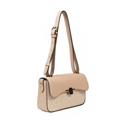 Dame skuldertaske 046g nude+rafia