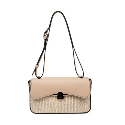 Dame skuldertaske 046g nude+rafia