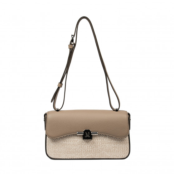 Dame skuldertaske 046g 01 cappuccino+raffia