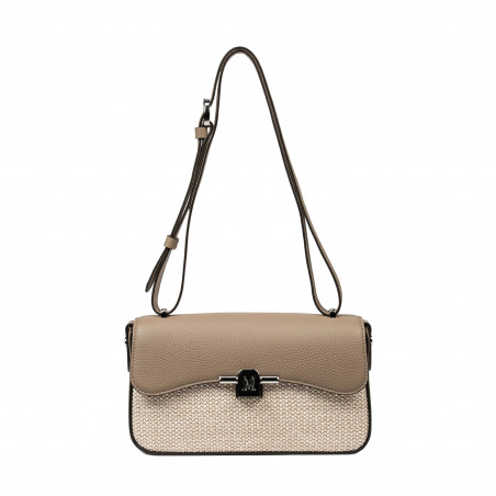 Dame skuldertaske 046g 01 cappuccino+raffia
