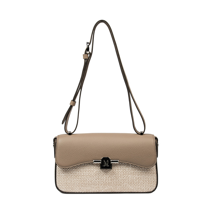 Dame skuldertaske 046g 01 cappuccino+raffia