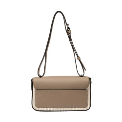 Dame skuldertaske 046g 01 cappuccino+raffia