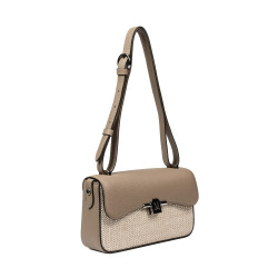 Dame skuldertaske 046g 01 cappuccino+raffia