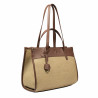 Kvindetaske til strand 045g cognac brun+rafia