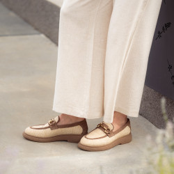 Damesko casual 6092 beige raffia kombineret lifestyle