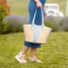 Dame strandtaske 044g 01 blue sky+rafia lifestyle