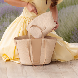 Strandtaske til damer 044g nude+raffia lifestyle