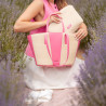 Dame strandtaske 044g 01 lyserød barbie+rafia