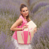 Dame strandtaske 044g 01 lyserød barbie+rafia
