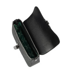 Dame skuldertaske 046g 01 sort+sort raffia