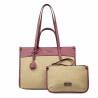 Dame strandtaske 045g 01 hindbærlyserød + raffia