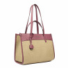 Dame strandtaske 045g 01 hindbærlyserød + raffia