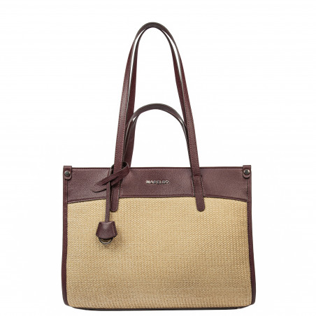 Dame strandtaske 045g 01 bordeaux+rafia