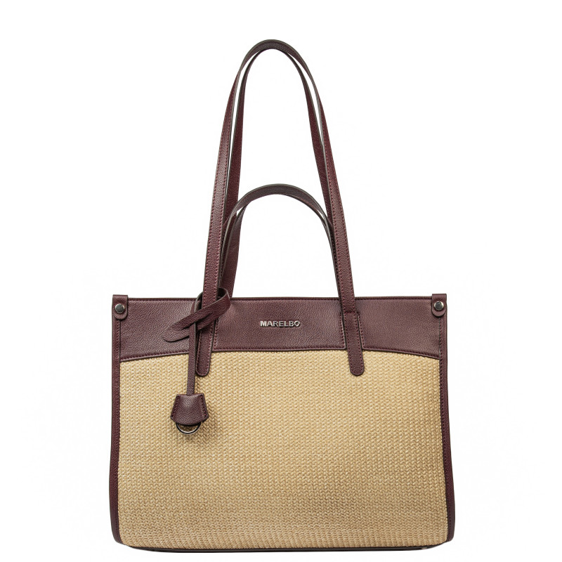 Dame strandtaske 045g 01 bordeaux+rafia