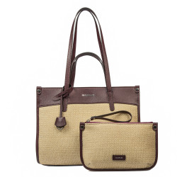 Dame strandtaske 045g 01 bordeaux+rafia