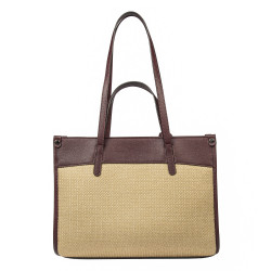 Dame strandtaske 045g 01 bordeaux+rafia