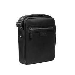 Herre skuldertaske 304g 01 sort tekstil+nappa sort