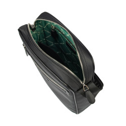 Herre skuldertaske 304g 01 sort tekstil+nappa sort