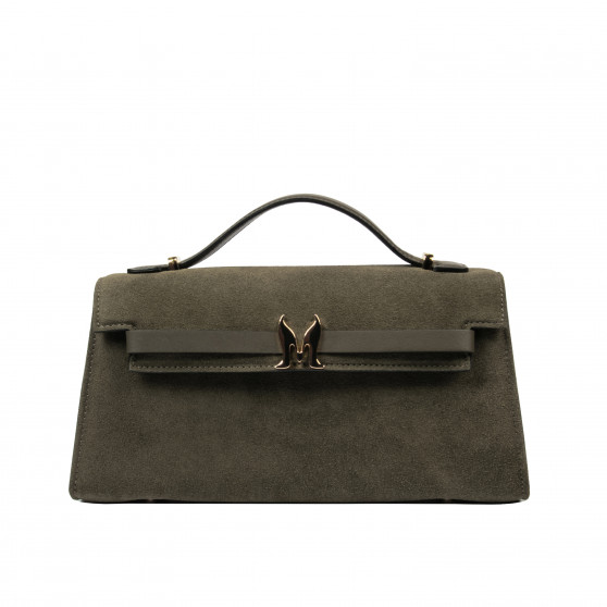 Dame skuldertaske 041g ruskind oliven