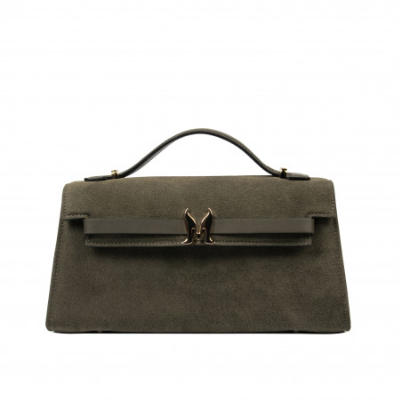 Dame skuldertaske 041g ruskind oliven