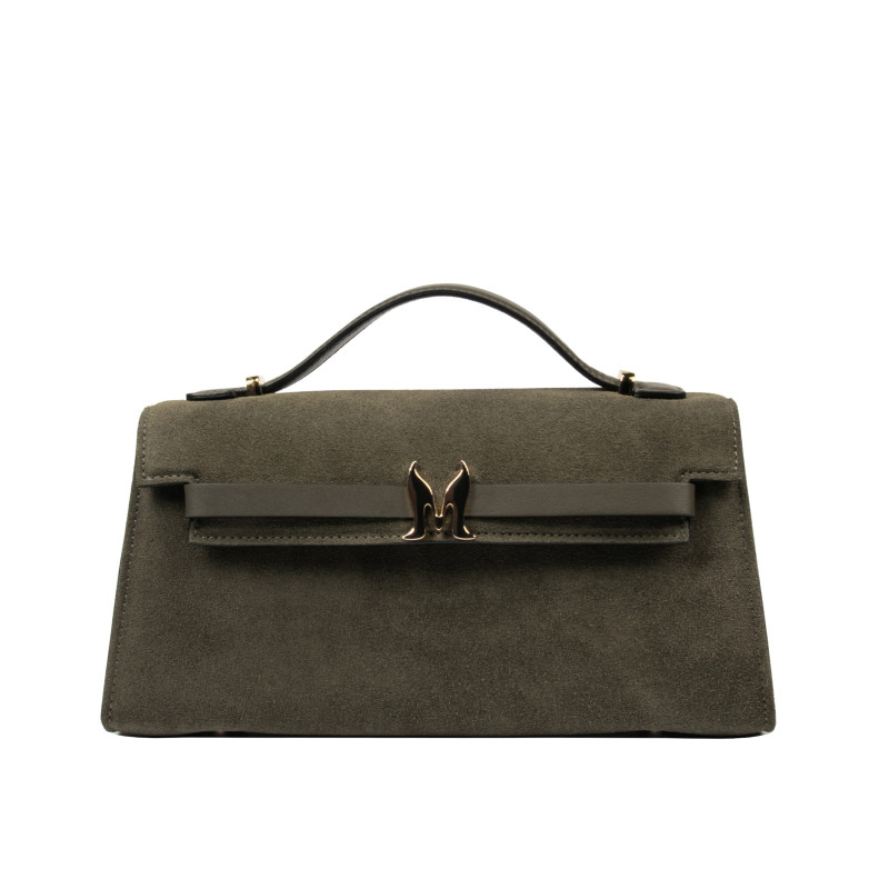 Dame skuldertaske 041g ruskind oliven