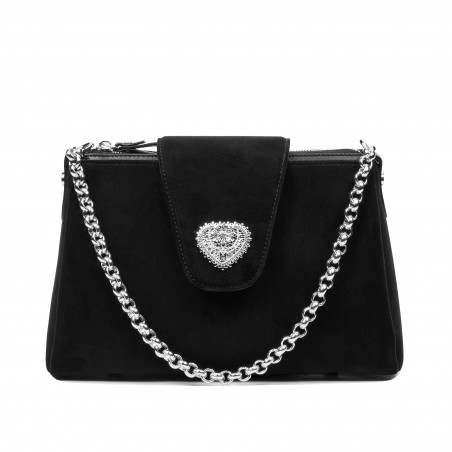 Dame skuldertaske 051g 01 sort ruskind