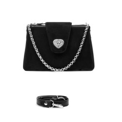 Dame skuldertaske 051g 01 sort ruskind