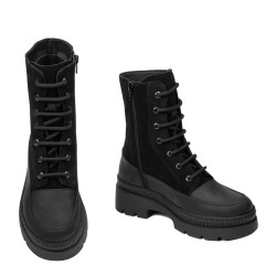 Dame støvler 3419 sort velour kombineret